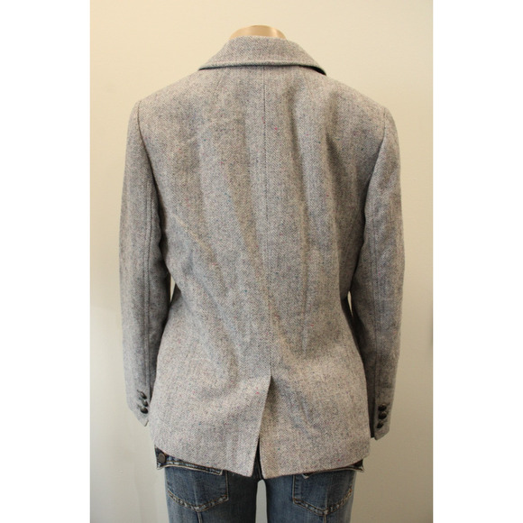 Talbots Blazer Womens 12 Gray Herringbone 2 Button Notch Lapel Formal Jacket - Picture 3 of 12